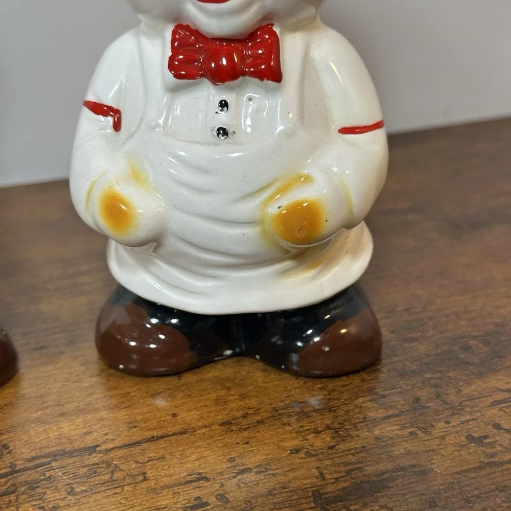 Porky Pig Chef Salt & Pepper Shakers 1950s American Bisque WB Pottery Vtg